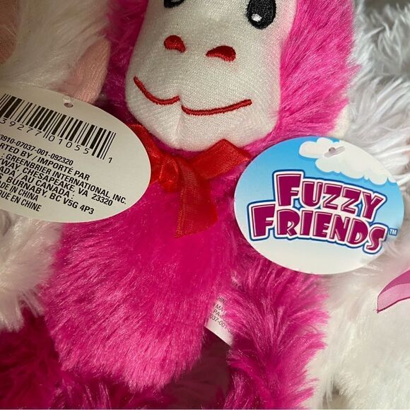*NWT* (3) Fuzzy Friends Monkeys w/ Velcro Hands: (2) White (1) Hot Pink - Picture 3 of 5
